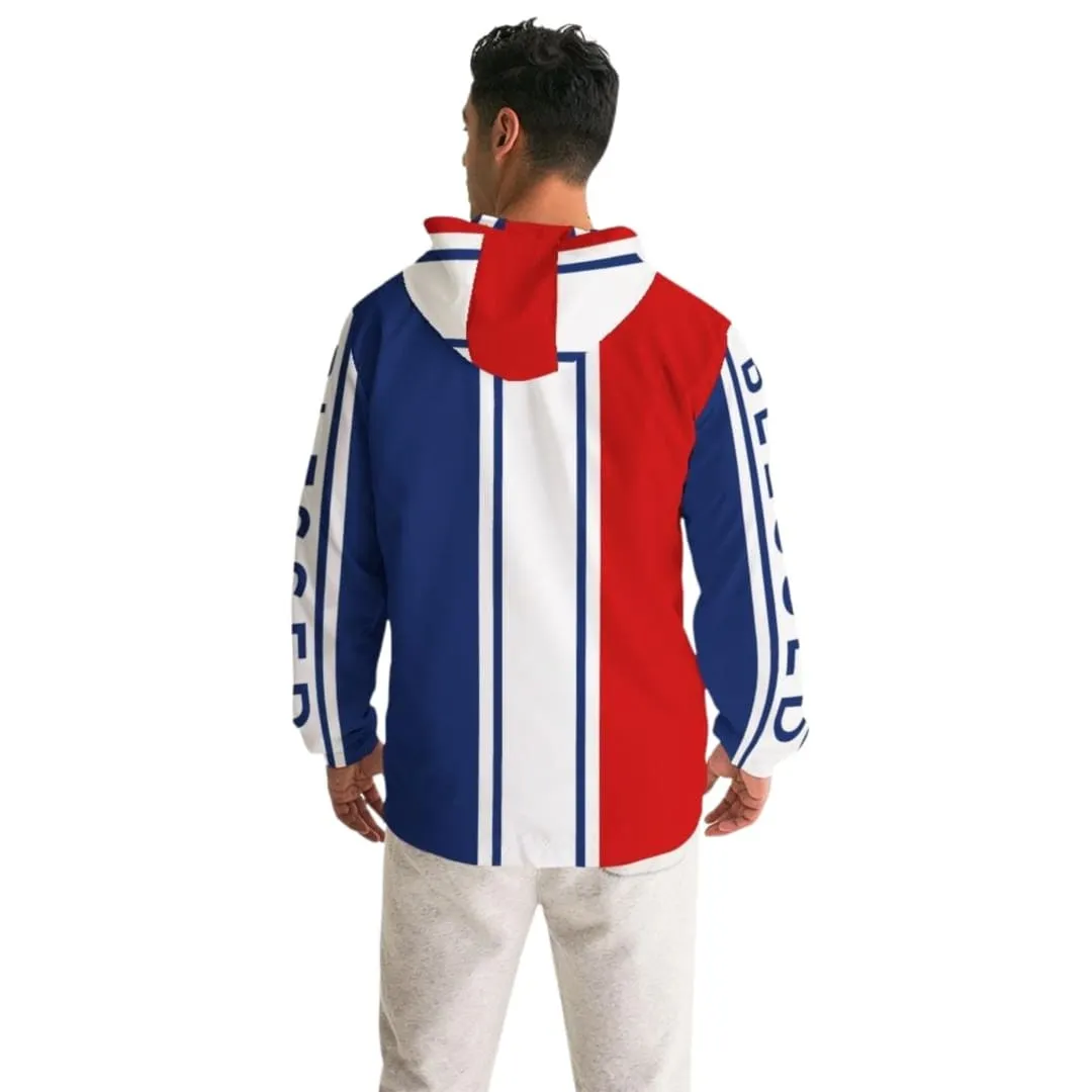 Mens Lightweight Windbreaker Jacket With Hood And Zipper Closure, Blessed Illustration