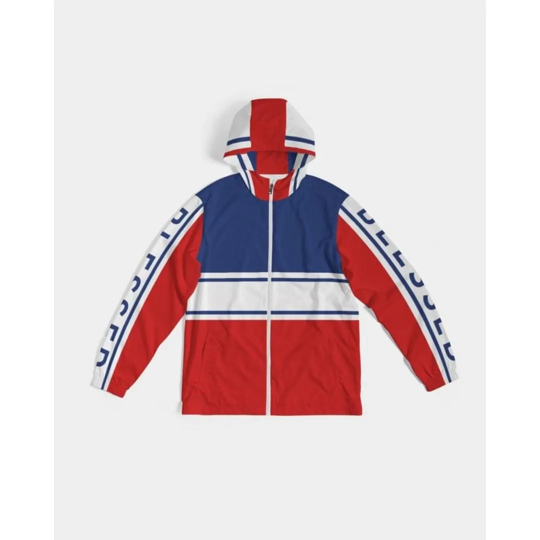 Mens Lightweight Windbreaker Jacket With Hood And Zipper Closure, Blessed Illustration