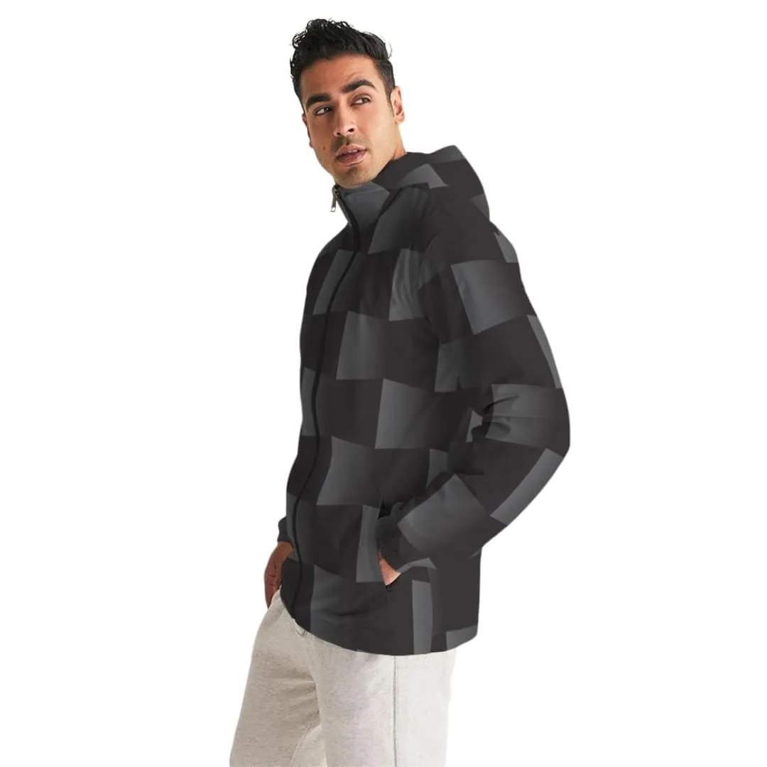 Mens Lightweight Windbreaker Jacket With Hood And Zipper Closure