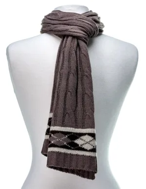 Men's Premium Cable Knit Winter Scarf - Taupe