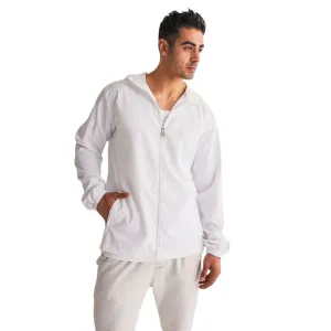 Mens Windbreaker Jacket With Hood, White