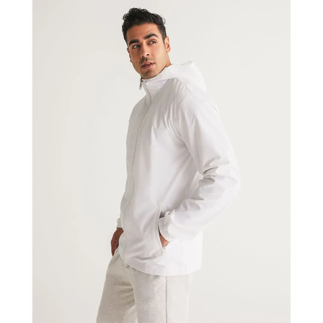 Mens Windbreaker Jacket With Hood, White