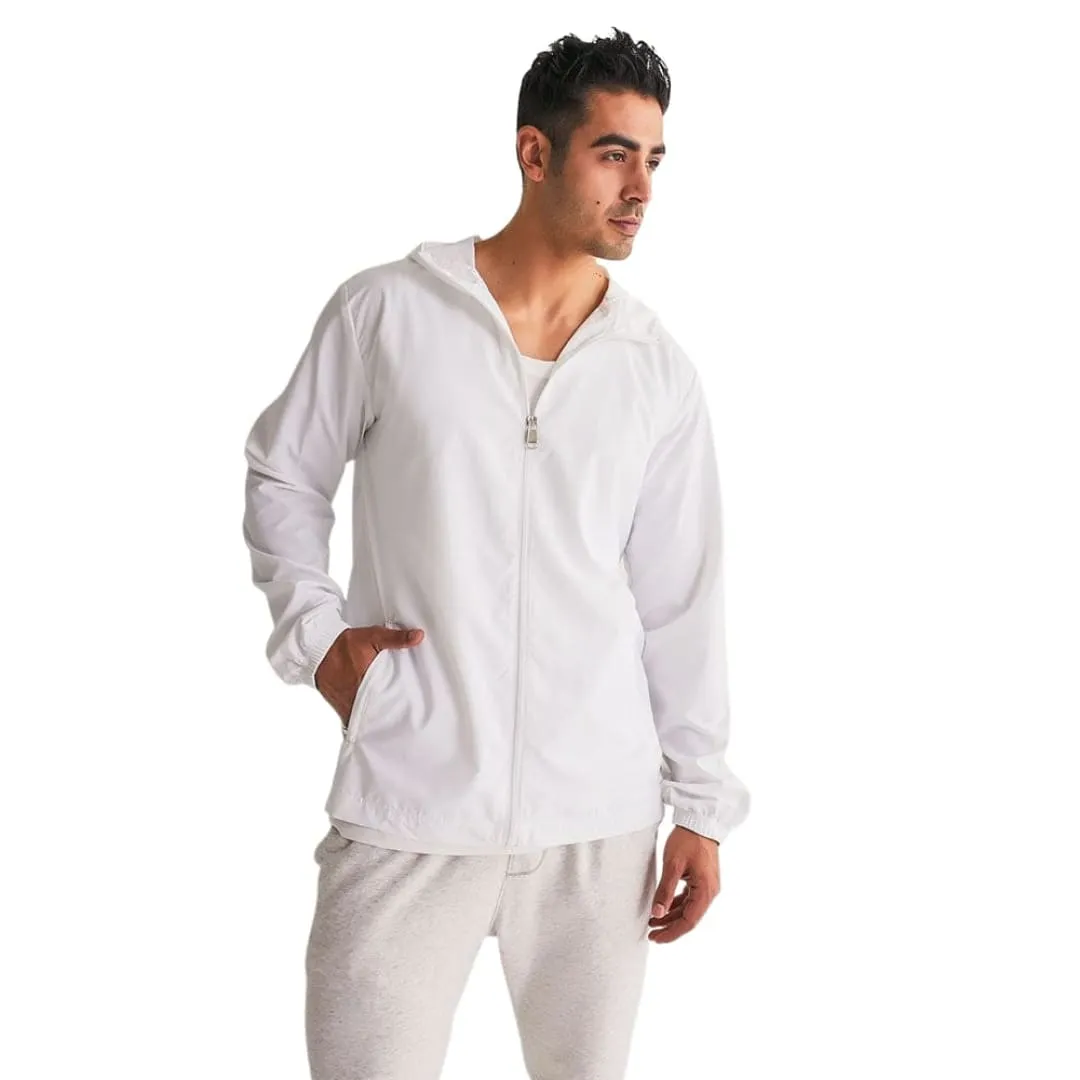 Mens Windbreaker Jacket With Hood, White