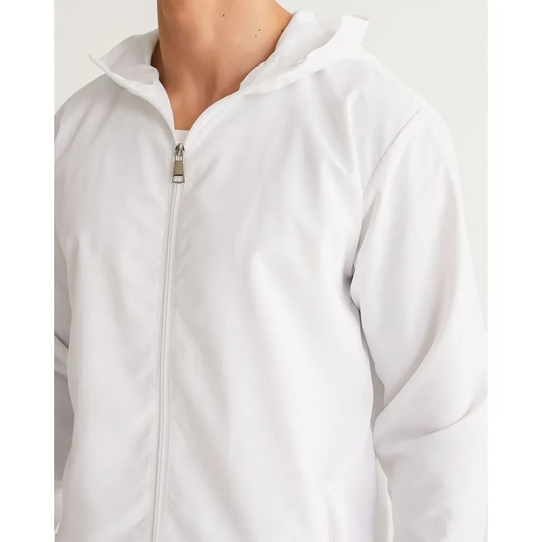 Mens Windbreaker Jacket With Hood, White