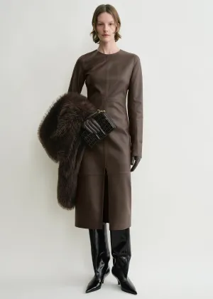 Paneled leather dress bark