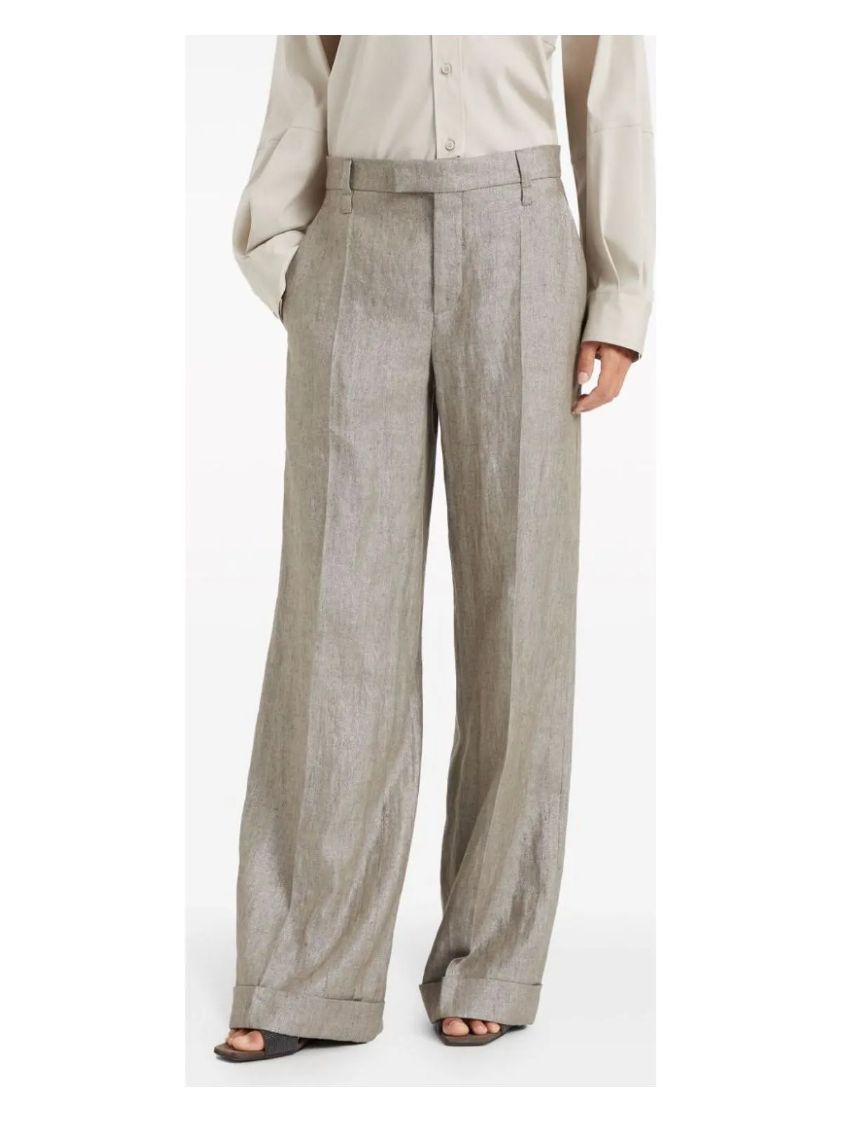 PRESSED CREASE WIDE LEG TROUSERS