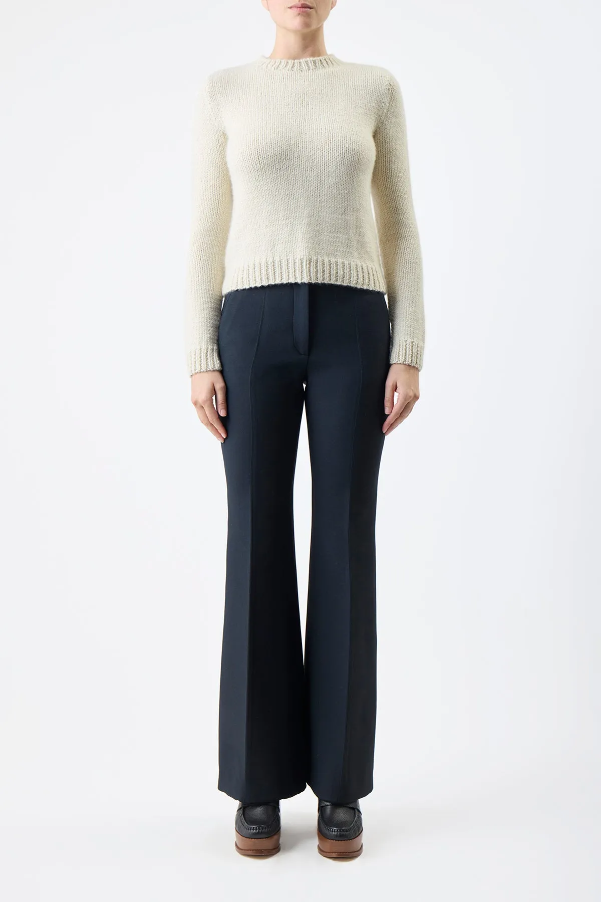 Rhun Knit Sweater in Ivory Cashmere