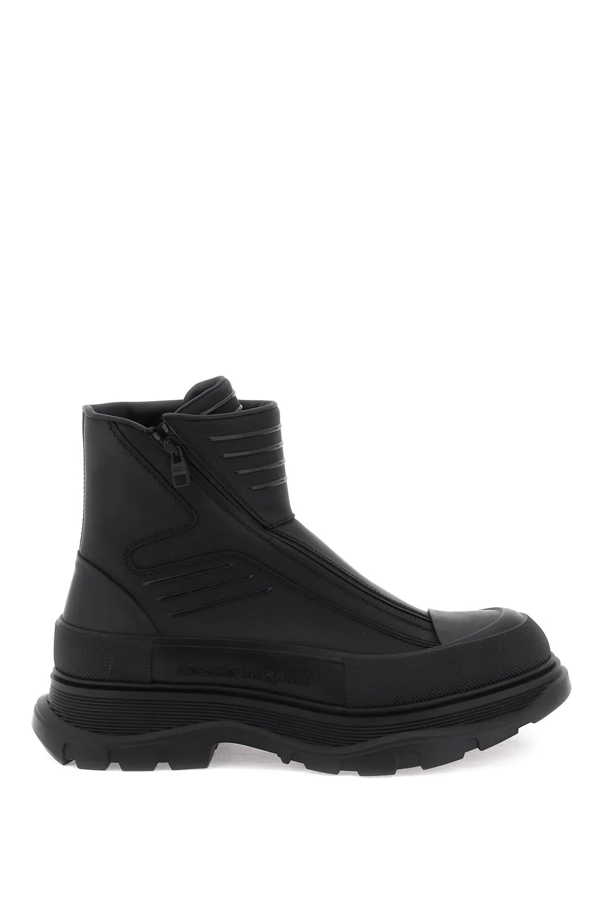 RUBBERIZED FABRIC TREAD SLICK ANKLE BOOTS