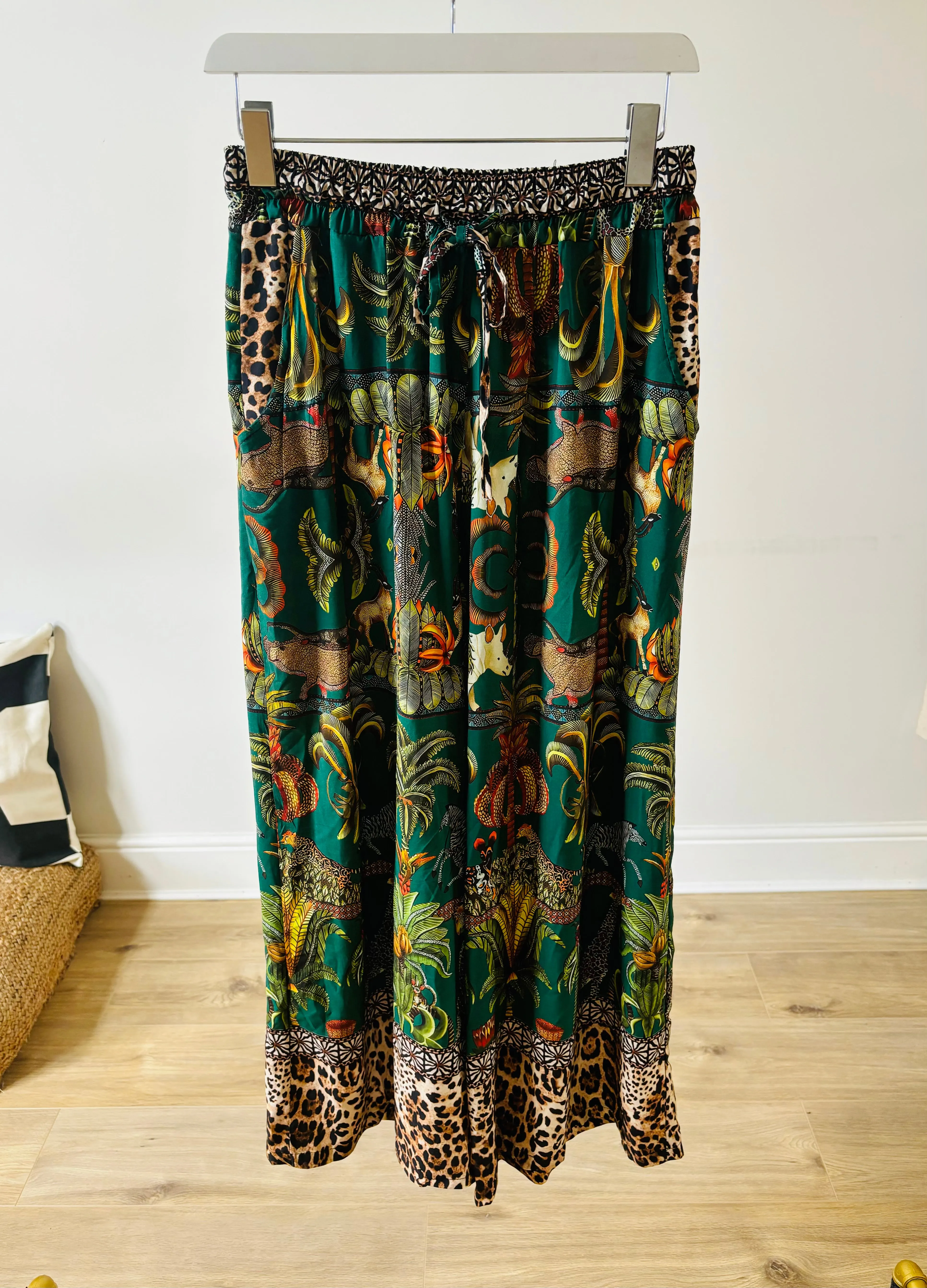 Safari Print Wide Leg Trousers