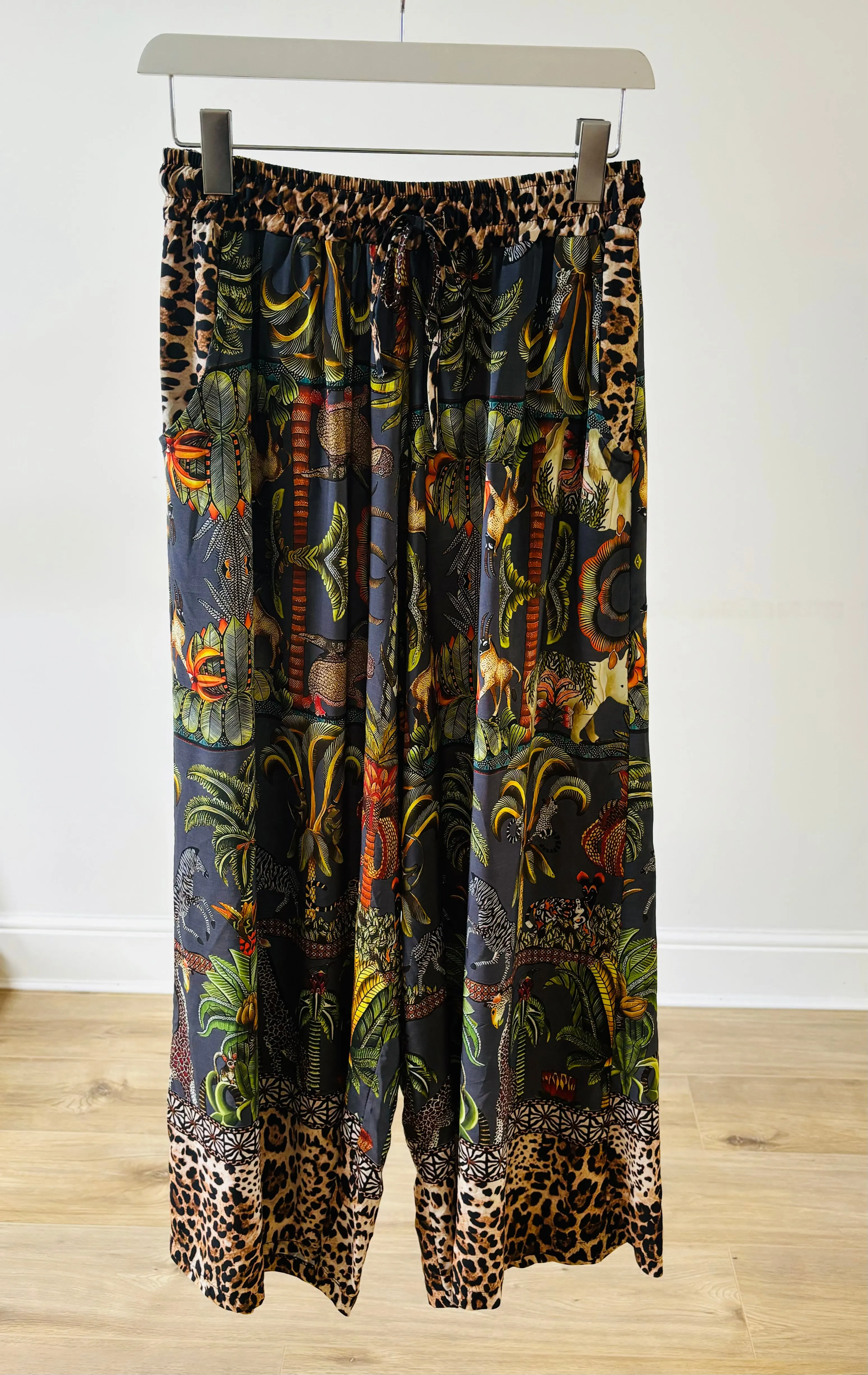 Safari Print Wide Leg Trousers