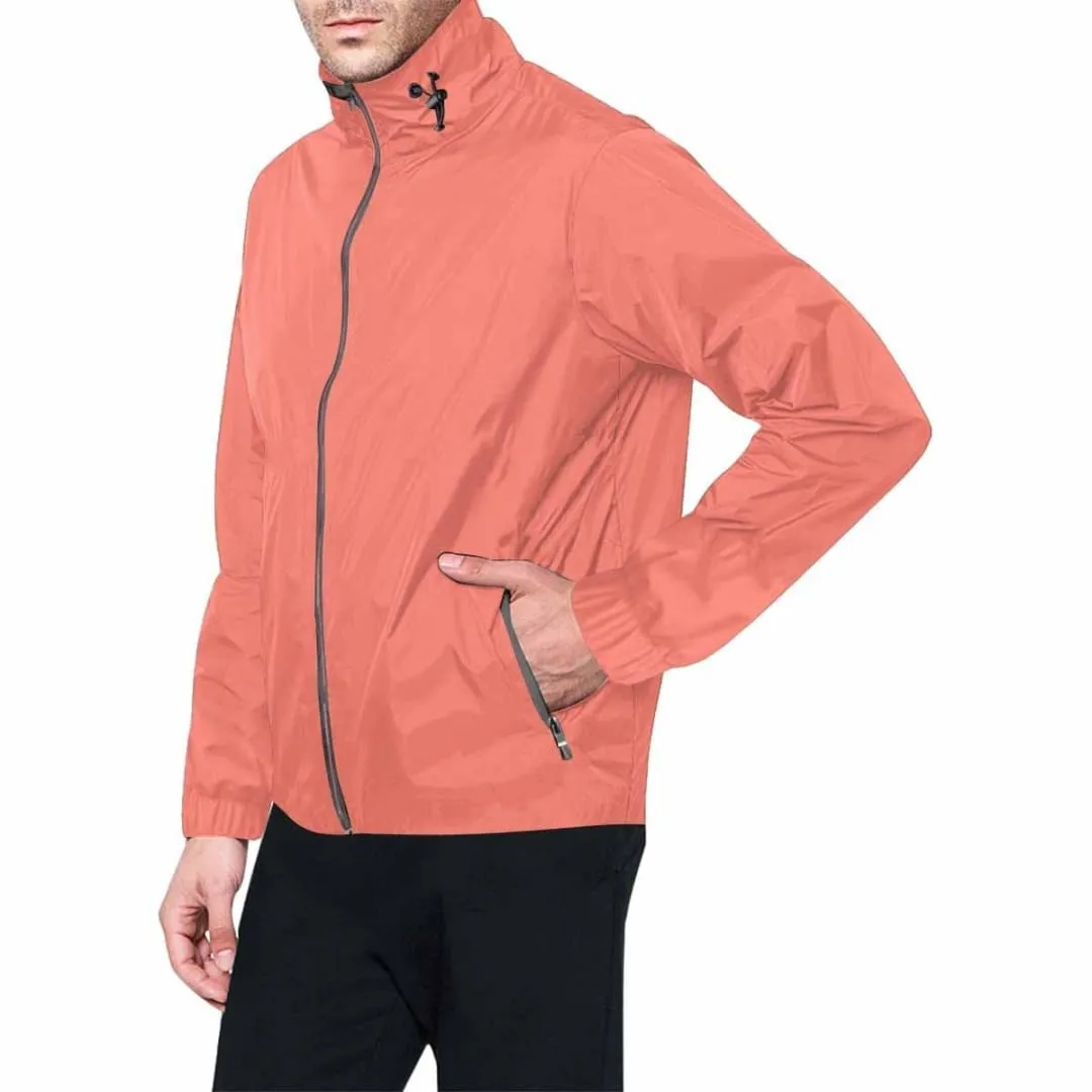 Salmon Red Hooded Windbreaker Jacket - Men / Women