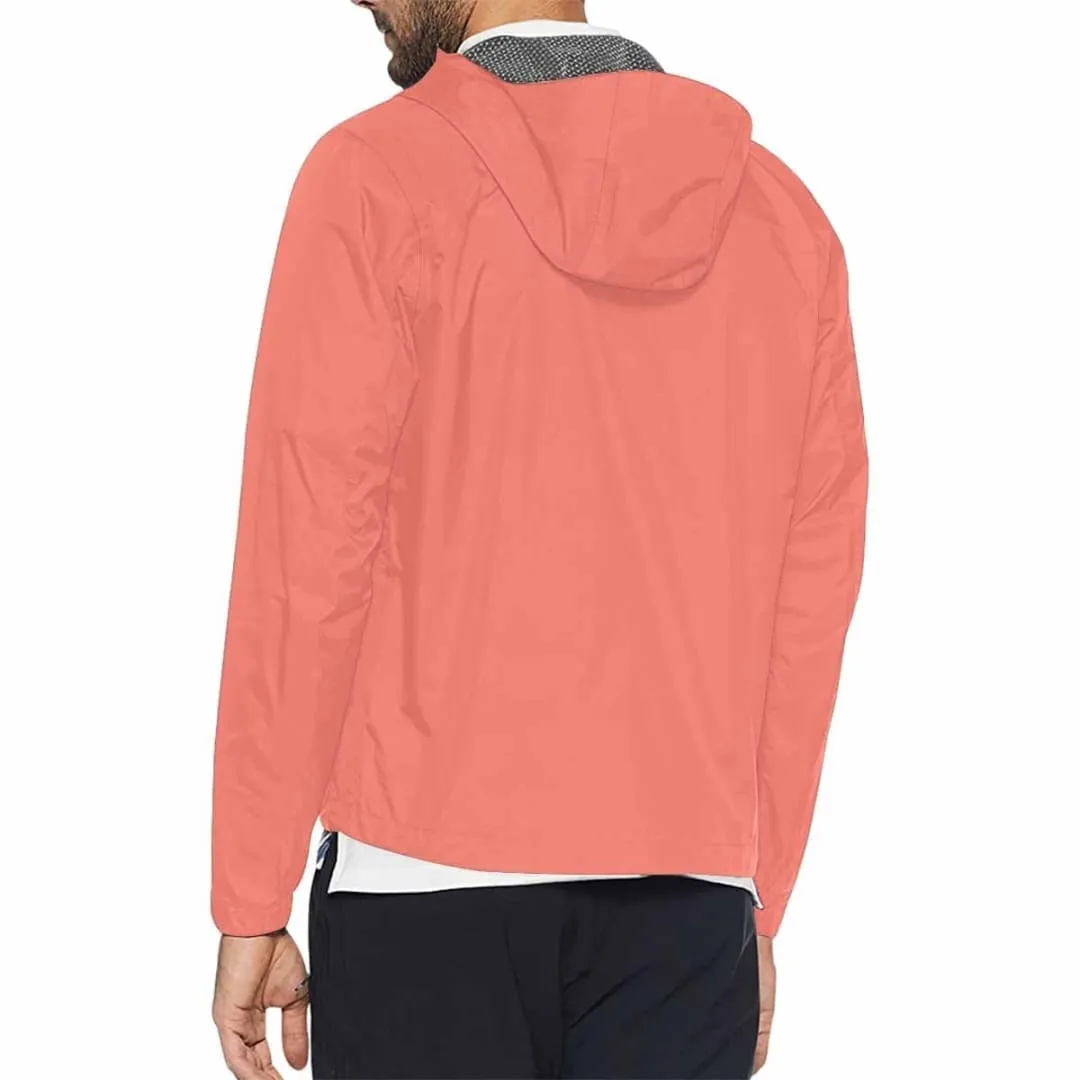 Salmon Red Hooded Windbreaker Jacket - Men / Women