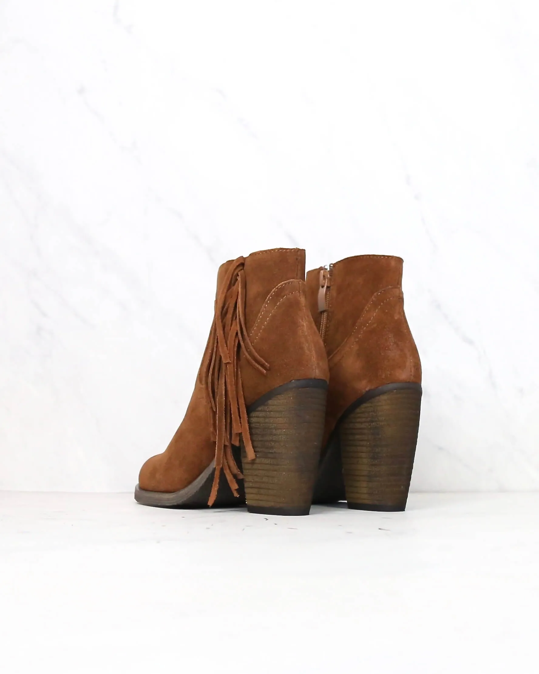 Sbicca - Marimba Suede Ankle Boots with Fringe in Tan