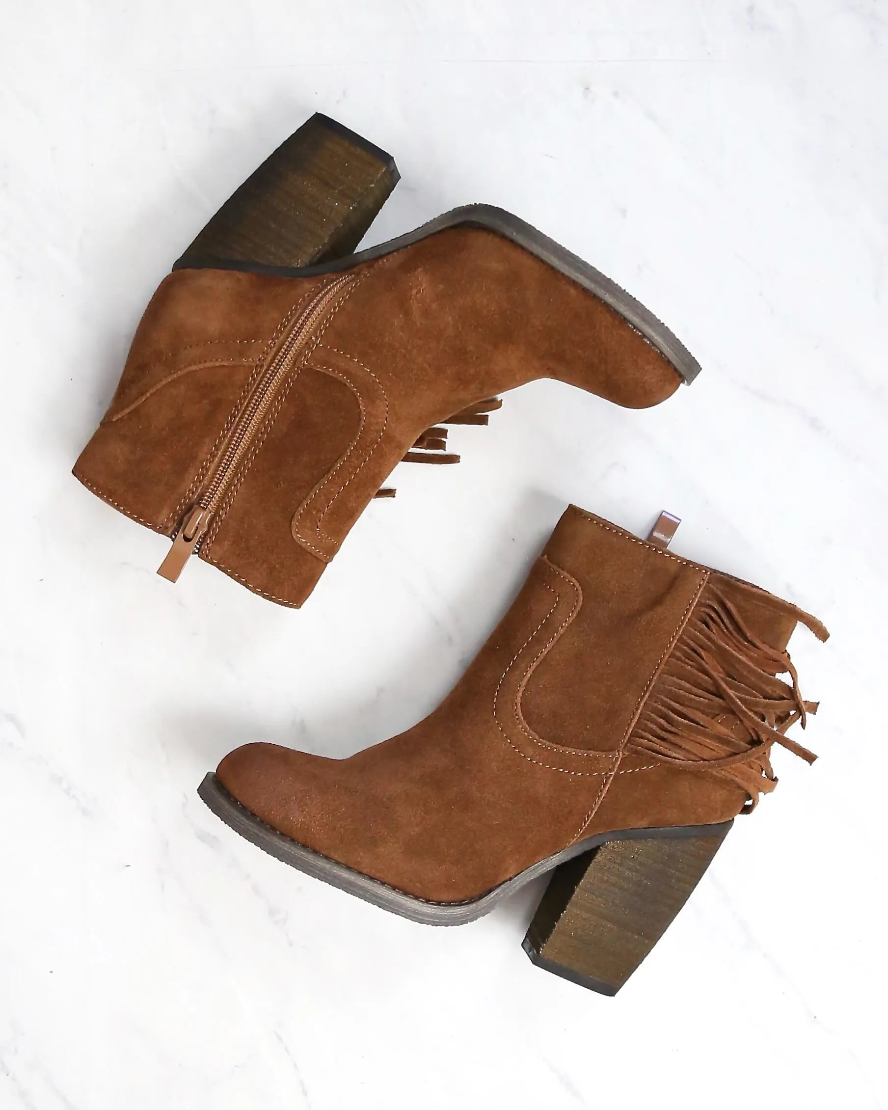 Sbicca - Marimba Suede Ankle Boots with Fringe in Tan