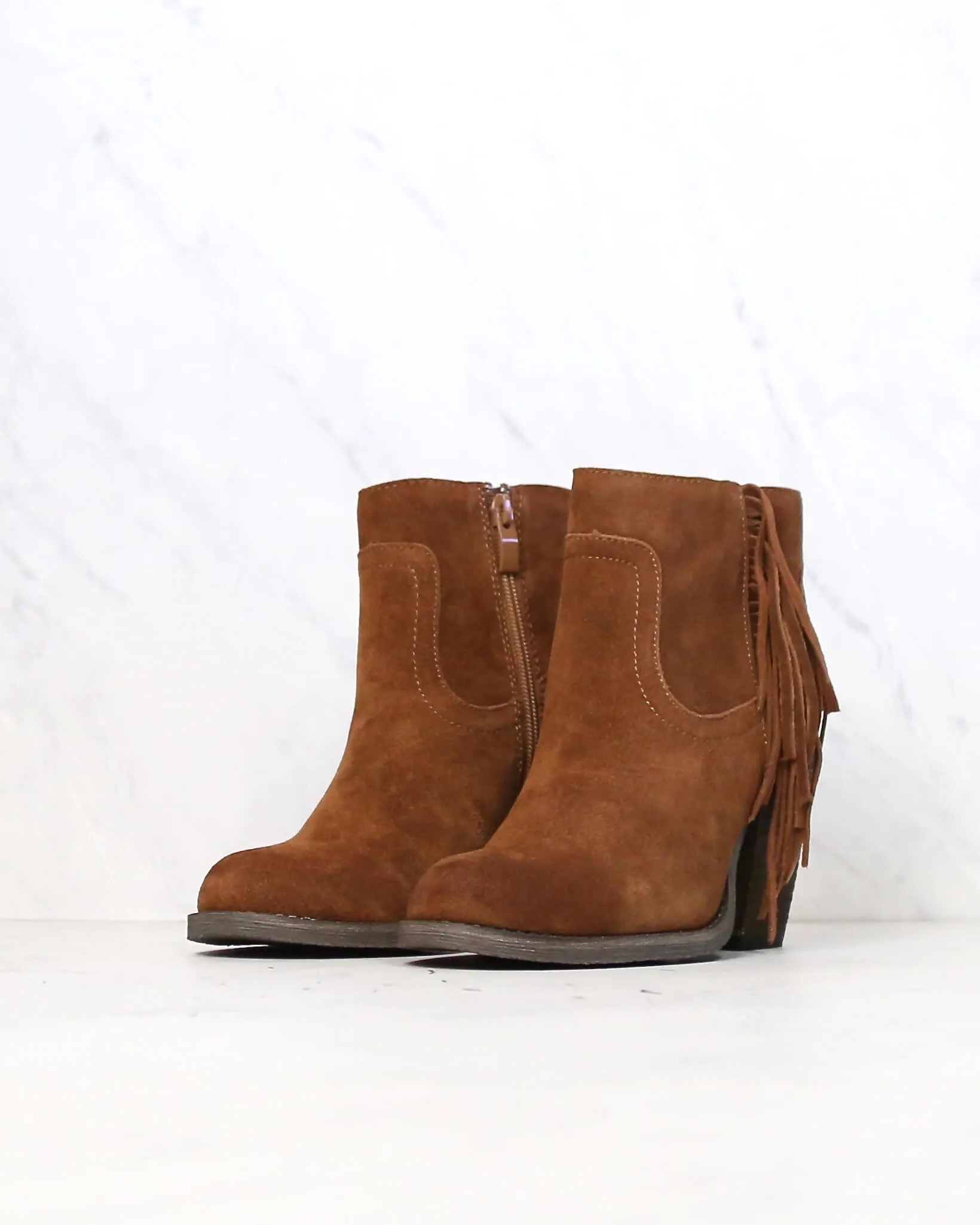 Sbicca - Marimba Suede Ankle Boots with Fringe in Tan