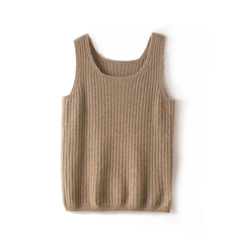 Scoop Neck Cashmere Camisole Vest Sweater For Women CP011