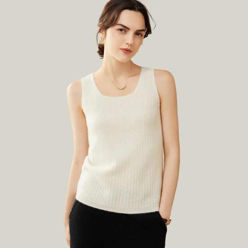 Scoop Neck Cashmere Camisole Vest Sweater For Women CP011