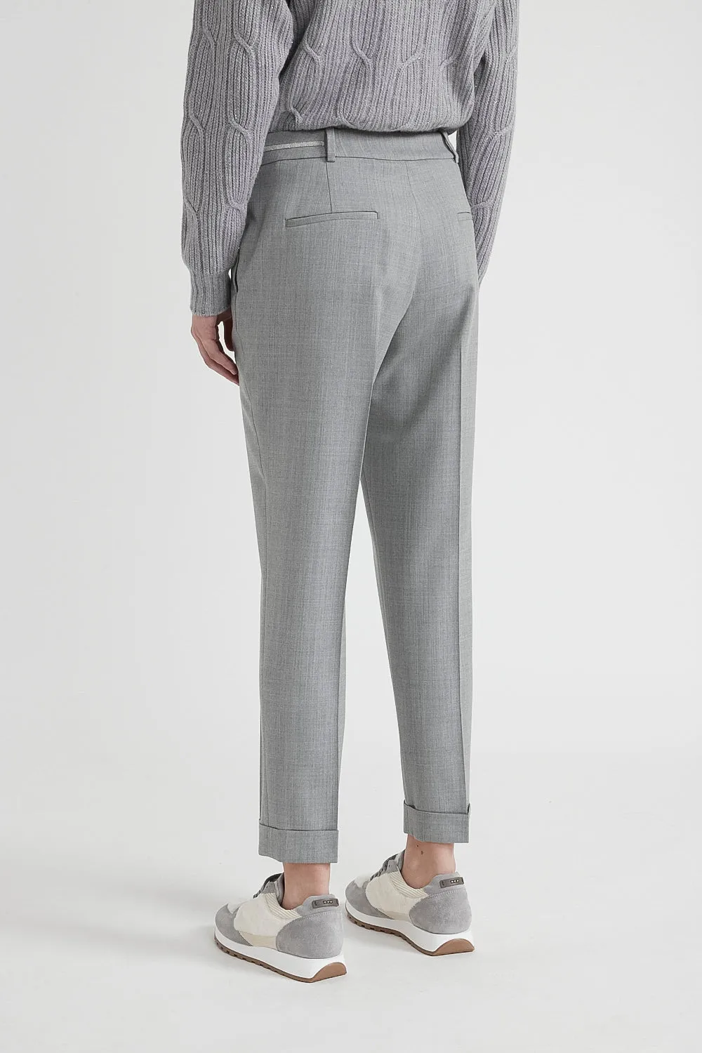 Stretch wool cigarette trousers