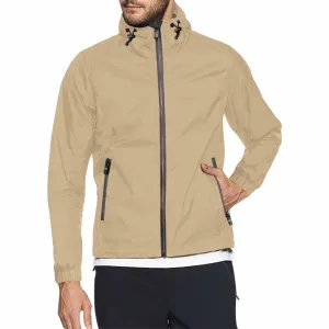 Tan Brown Hooded Windbreaker Jacket - Men / Women