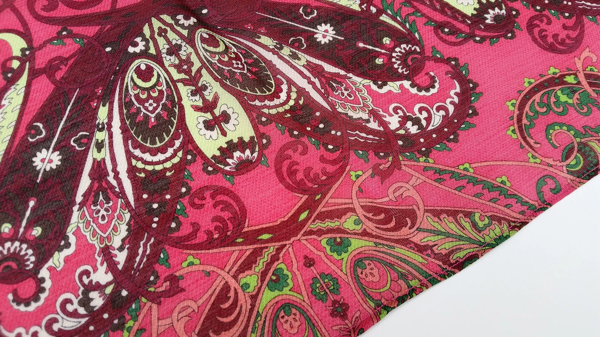 Twill Print Scarf - Cerise/Fern Paisley