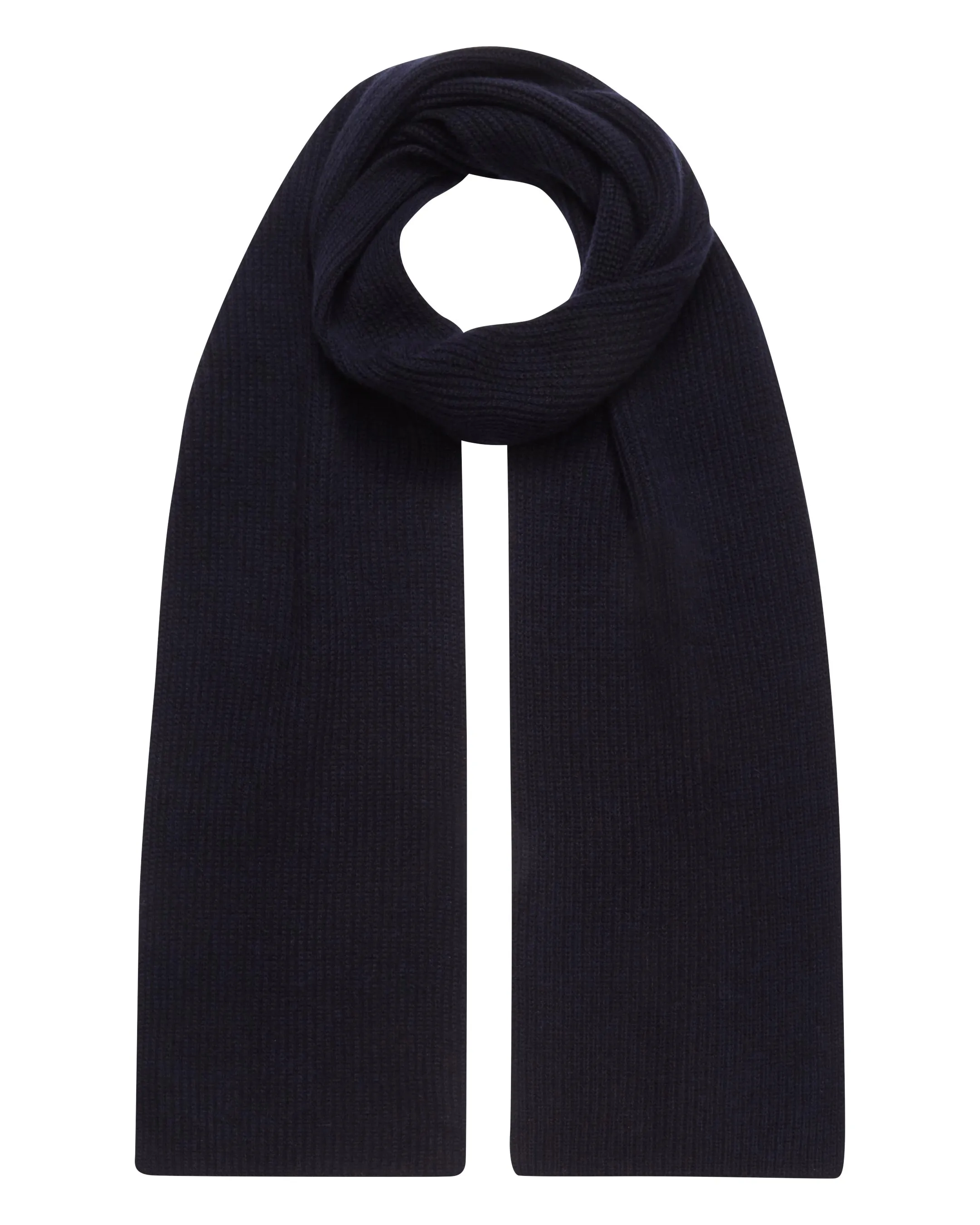 Unisex Ribbed Cashmere Scarf Navy Blue