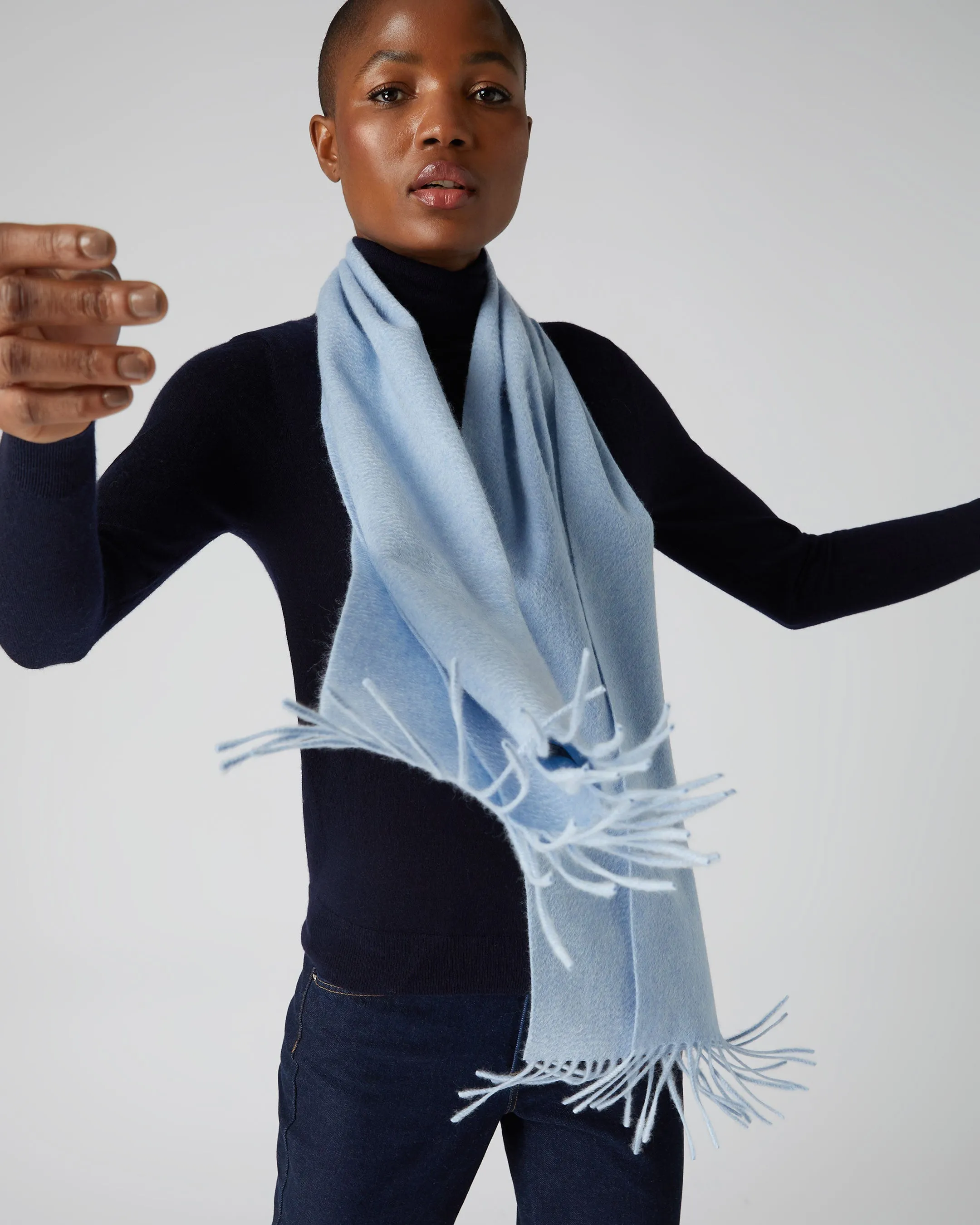 Unisex Woven Cashmere Scarf Cornflower Blue