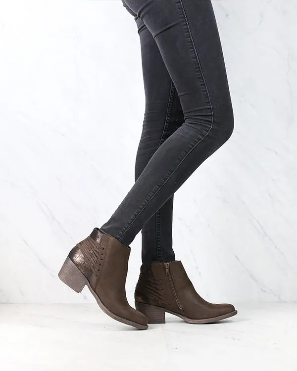 Very Volatile - Valence Lace Back Ankle Booties in Brown