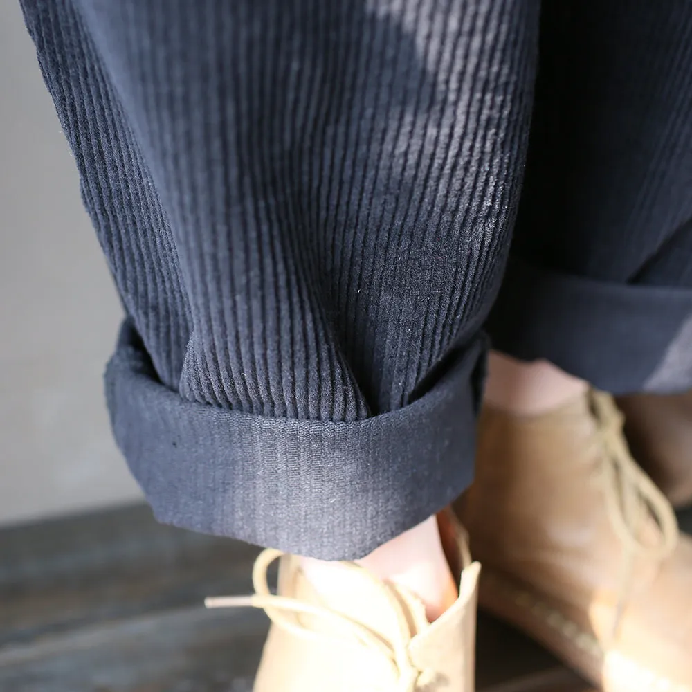 Winter Slacks Corduroy, Baggy Pocket Pants Elastic Waist Pants