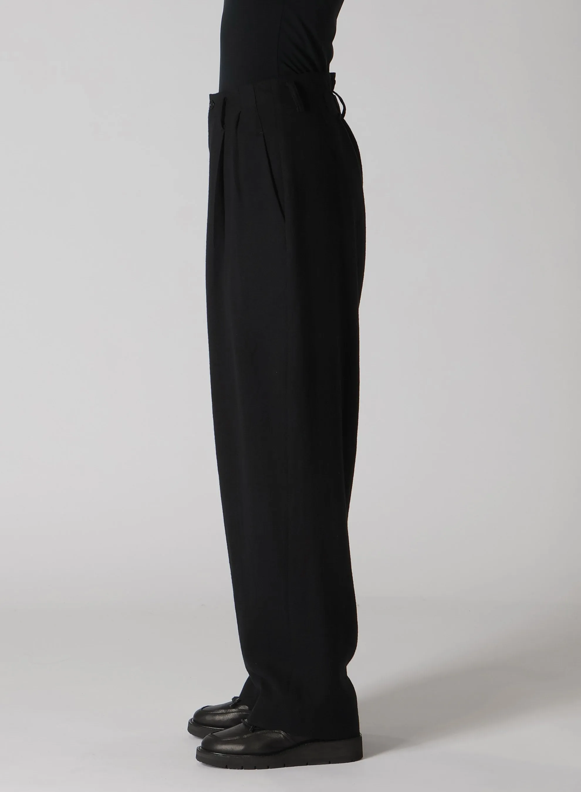 WOOL VIYELLA DOUBLE TUCK WIDE PANTS